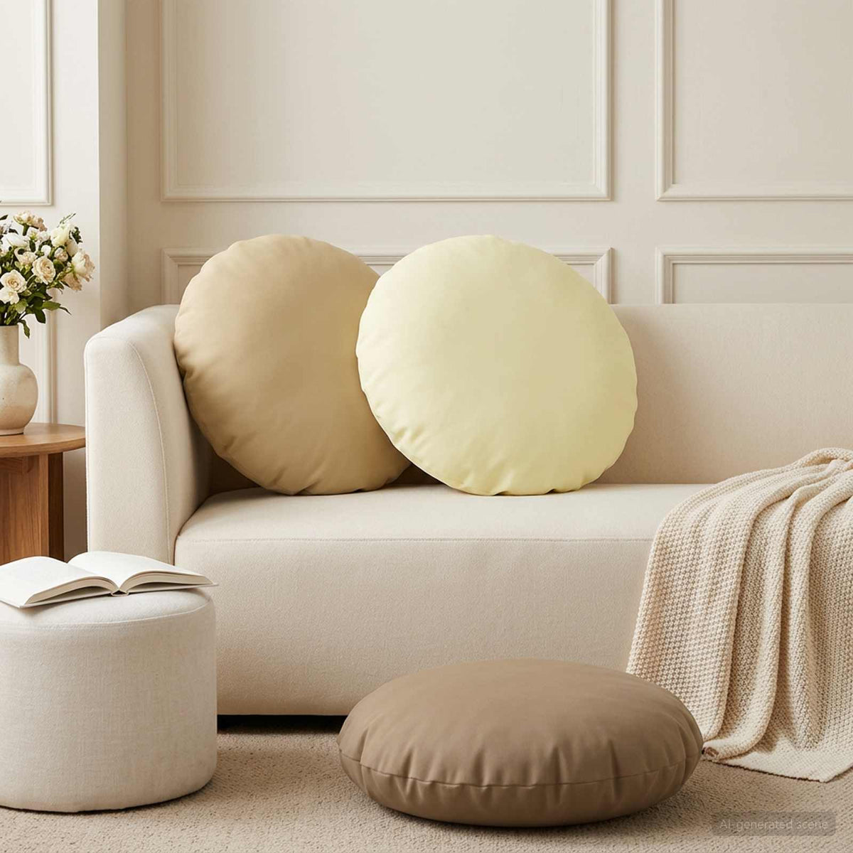 Cushion with Pillow HEERLEN 6 pcs Beige Polyester