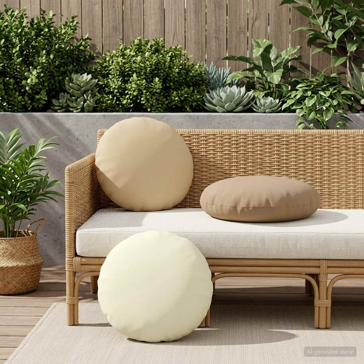 Cushion Cover 6 pcs HEERLEN Beige Ø 50 cm Polyester
