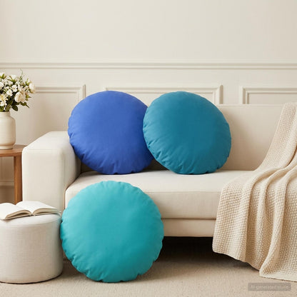 Throw Pillow 6 pcs HEERLEN Turquoise Dia. 60 cm Polyester