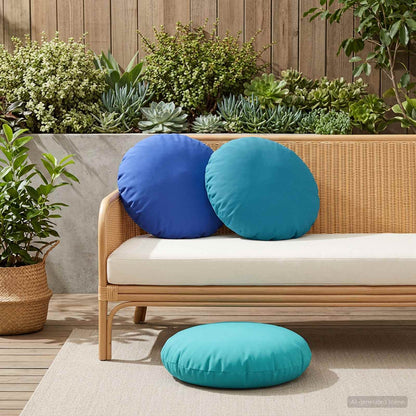 Throw Pillow 6 pcs HEERLEN Turquoise Dia. 60 cm Polyester