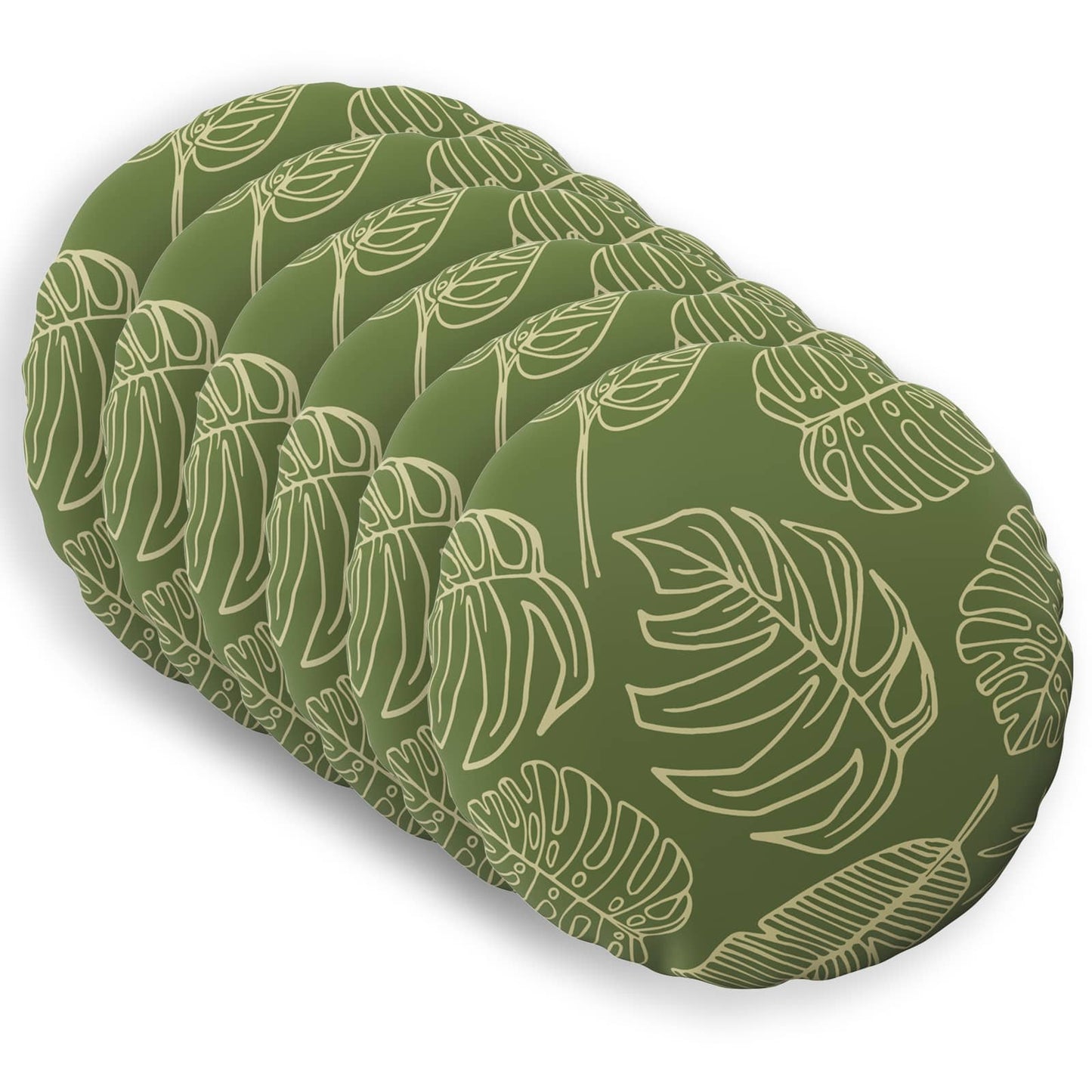 Cushion Cover 6 pcs HEERLEN Leaf Design Ø 50 cm Polyester