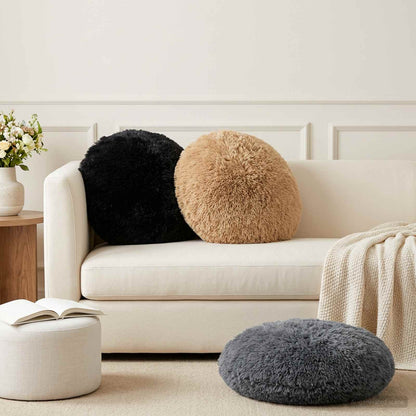 Cushion Cover 6 pcs HEERLEN Anthracite Ø 60 cm PV Fleece