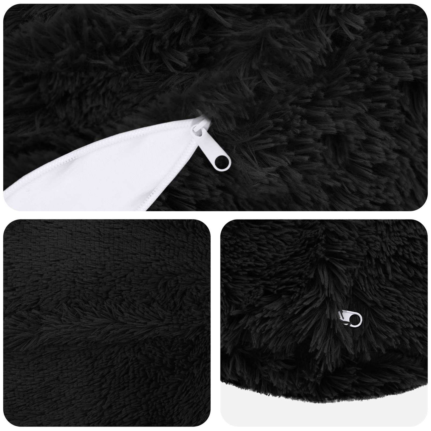 Cushion Cover 6 pcs HEERLEN Black Ø 50 cm PV Fleece