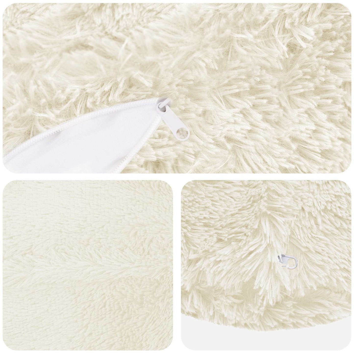 Cushion Cover 2 pcs HEERLEN White Ø 50 cm PV Fleece