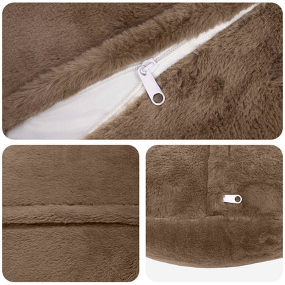 Cushion Cover 2 pcs HEERLEN Light Brown Ø 50 cm Faux Rabbit Fur