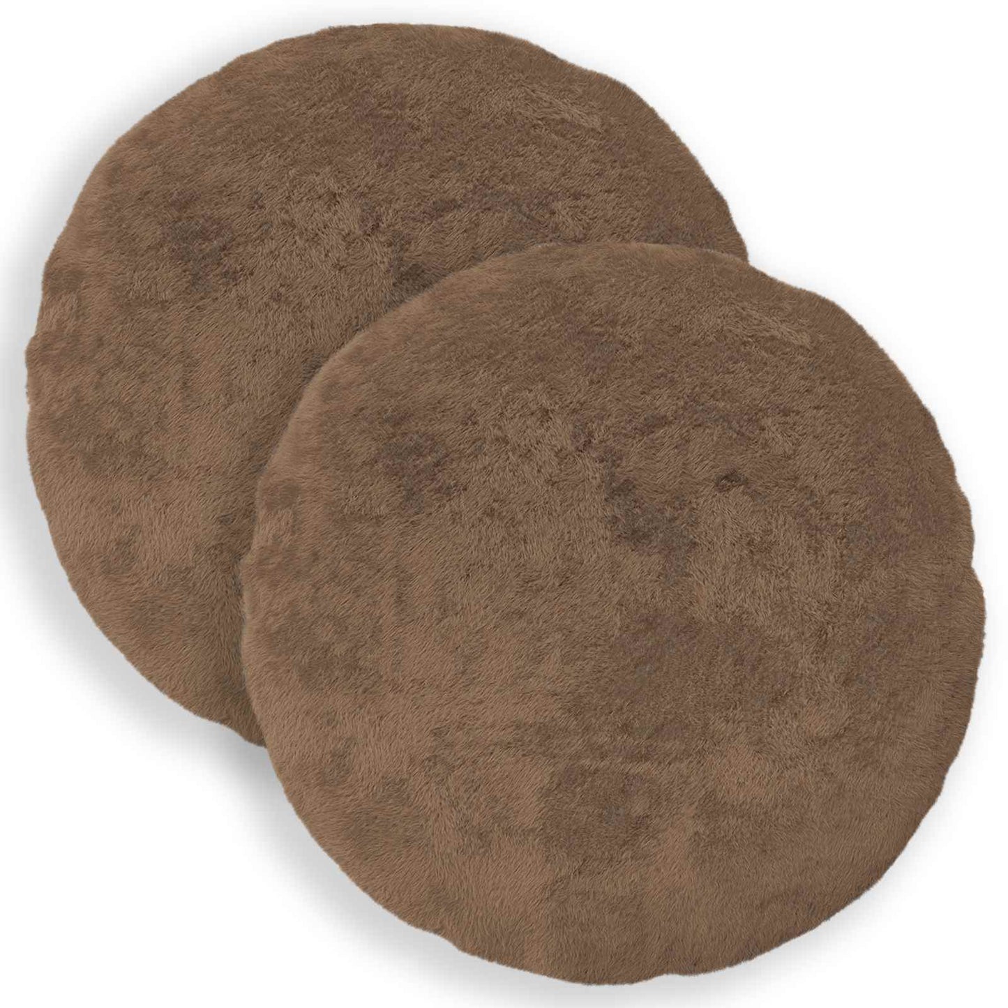 Cushion Cover 2 pcs HEERLEN Light Brown Ø 50 cm Faux Rabbit Fur