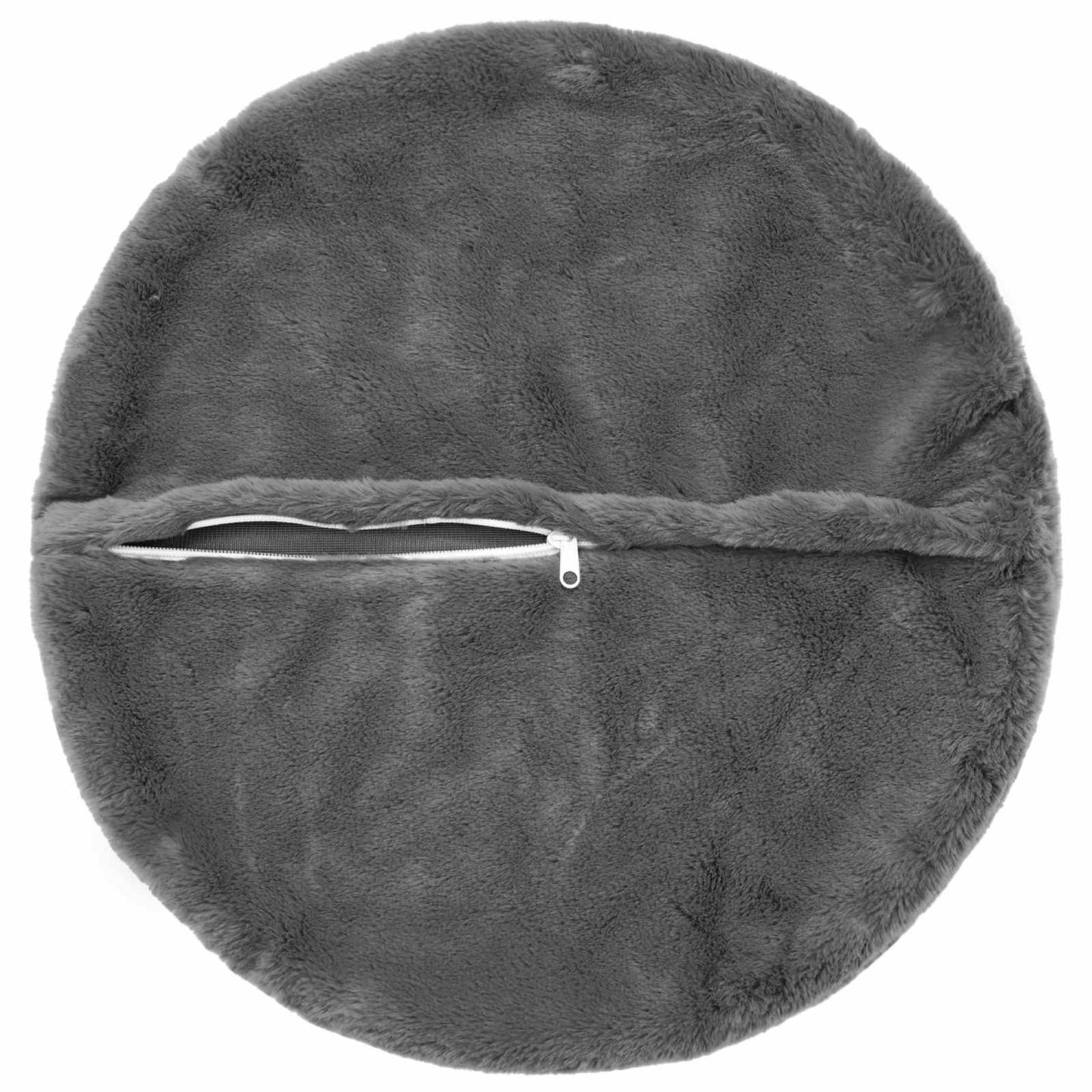 Cushion Cover 2 pcs HEERLEN Dark Grey Ø 50 cm Faux Rabbit Fur