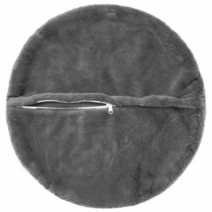 Cushion Cover 2 pcs HEERLEN Dark Grey Ø 50 cm Faux Rabbit Fur