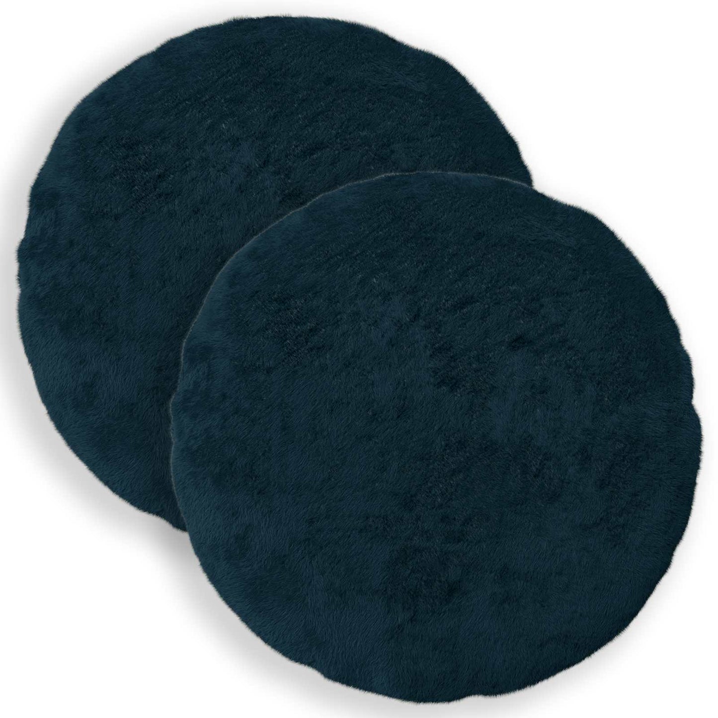Cushion Cover 2 pcs HEERLEN Navy Blue Ø 50 cm Faux Rabbit Fur