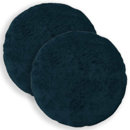 Cushion Cover 2 pcs HEERLEN Navy Blue Ø 50 cm Faux Rabbit Fur