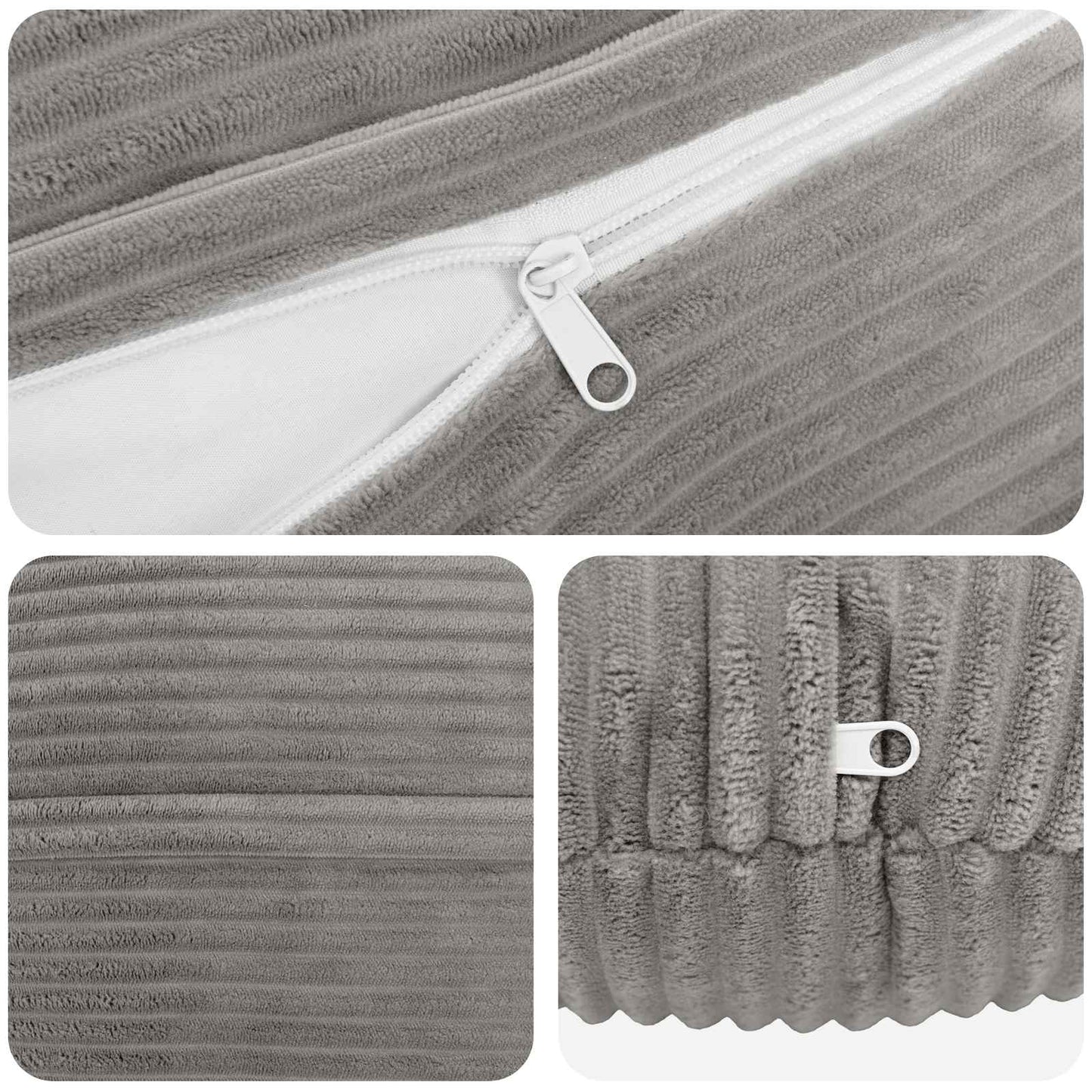 Cushion Cover 6 pcs HEERLEN Light Grey Ø 60 cm Corduroy