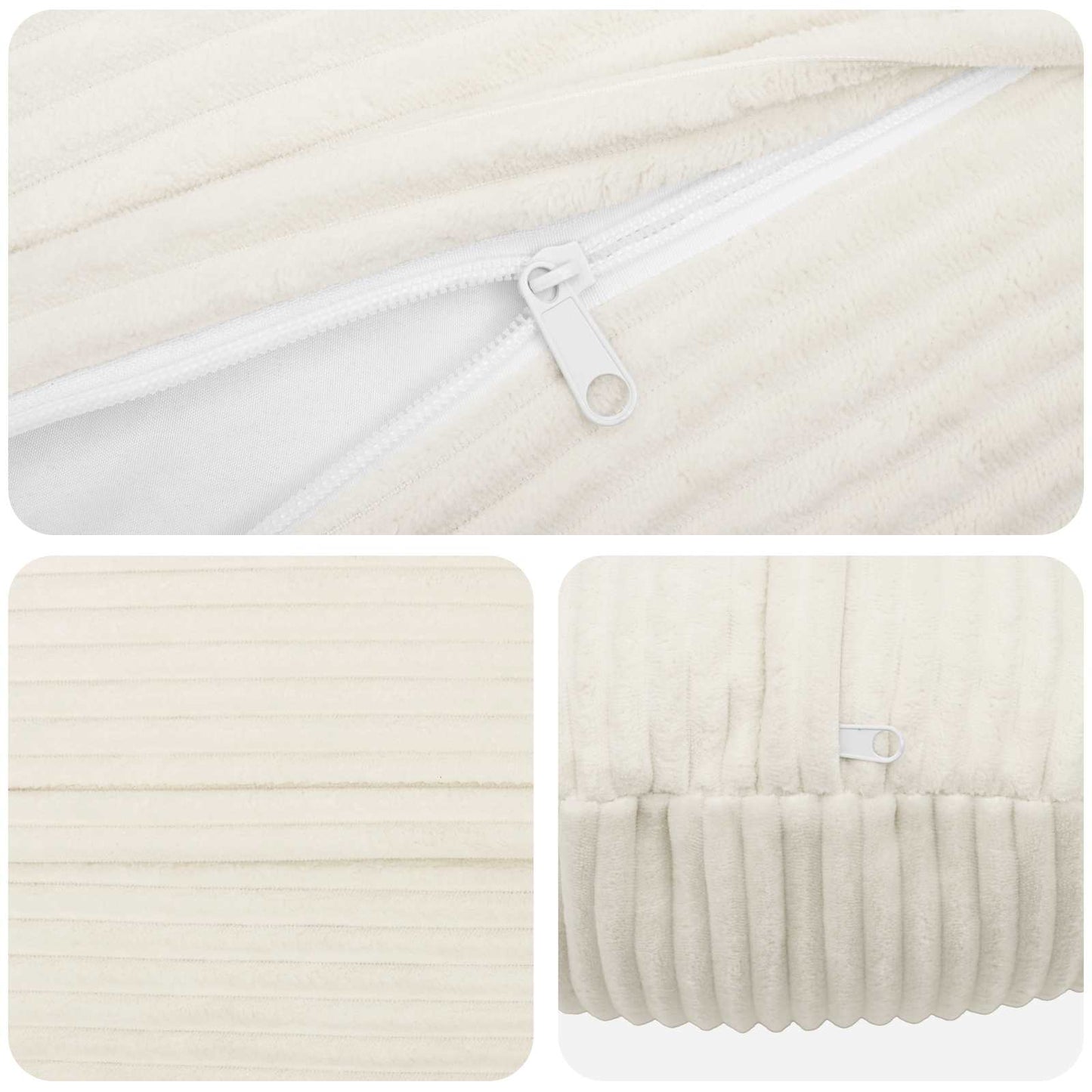 Cushion Cover 6 pcs HEERLEN Cream Ø 60 cm Corduroy
