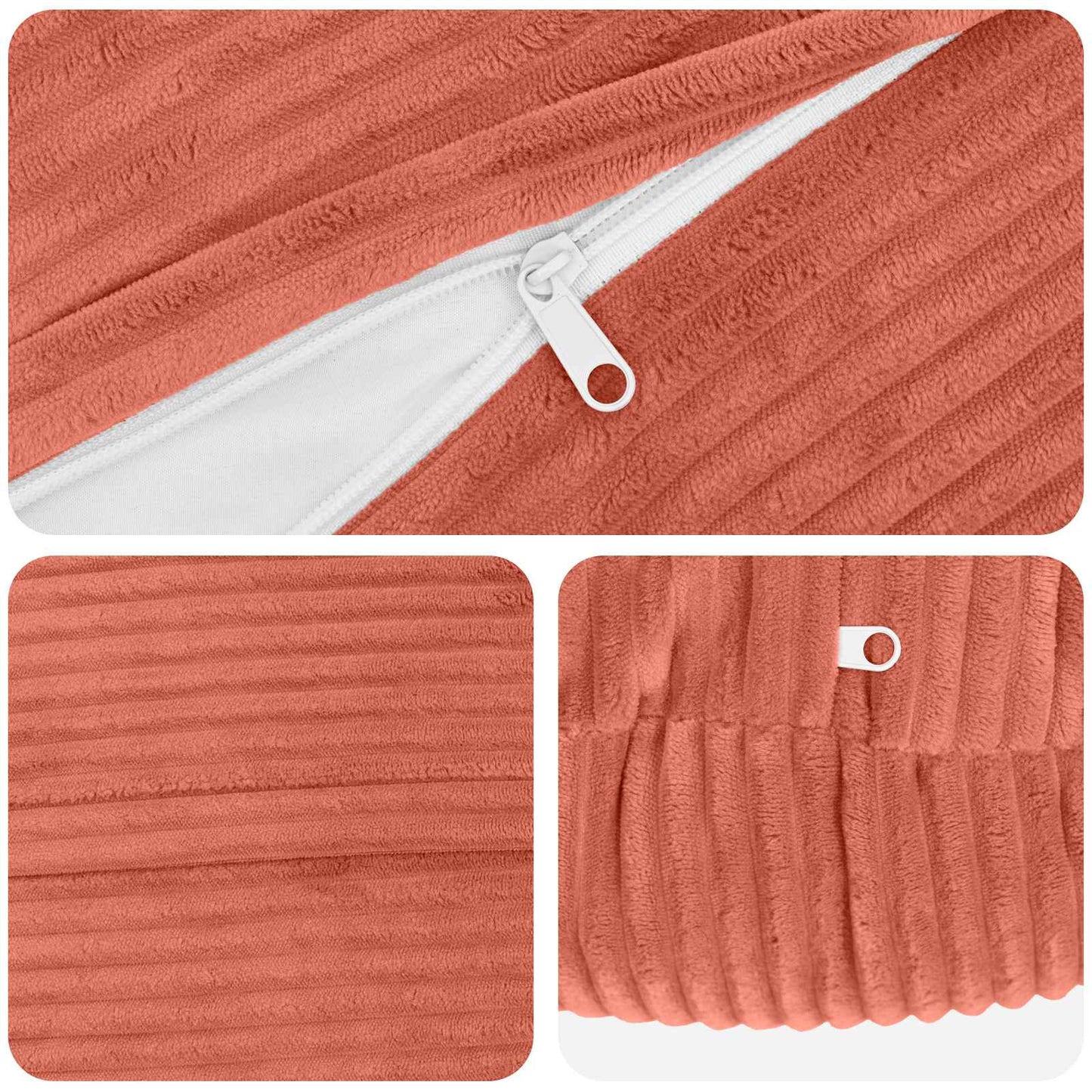 Cushion Cover 6 pcs HEERLEN Red Orange Ø 60 cm Corduroy