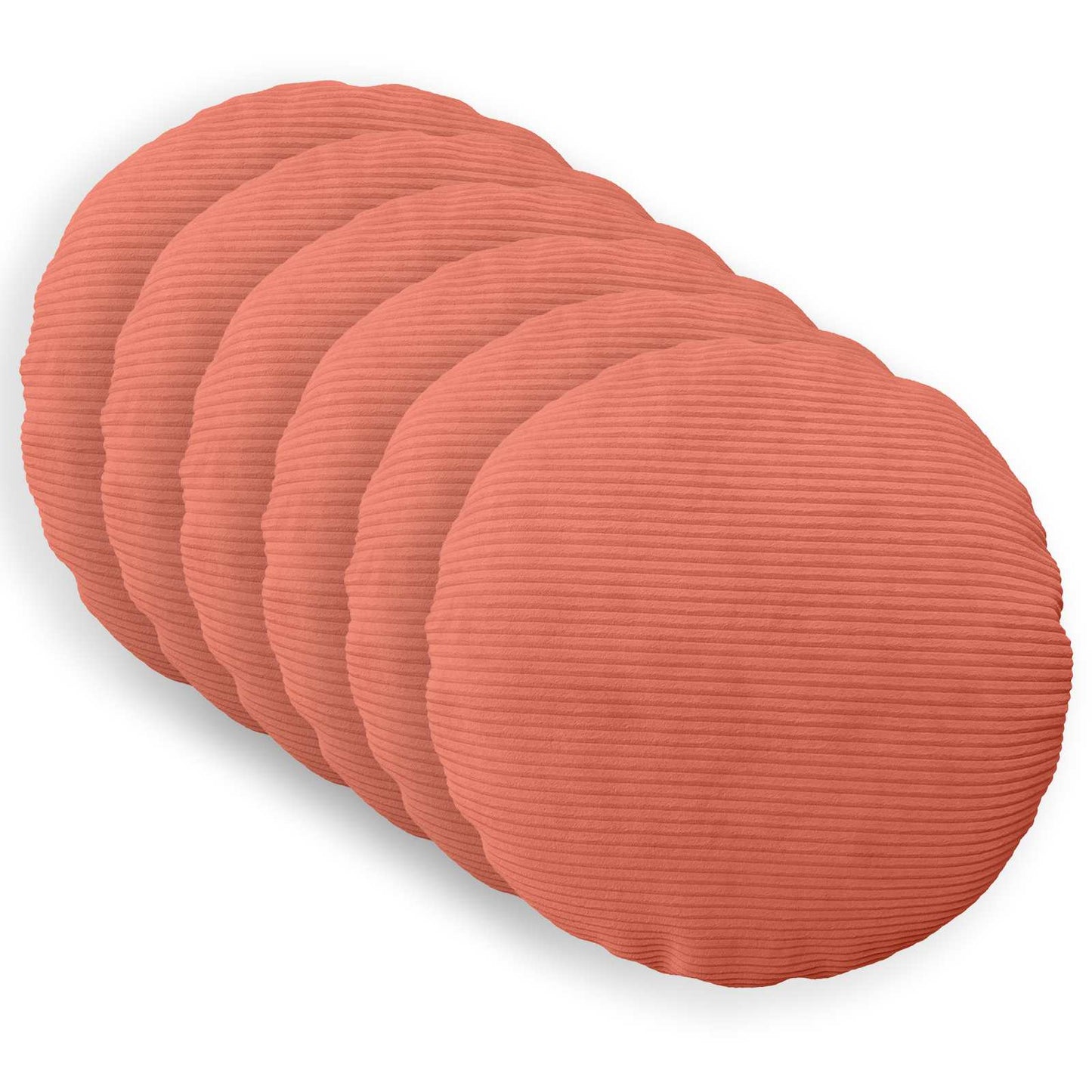 Cushion Cover 6 pcs HEERLEN Red Orange Ø 60 cm Corduroy
