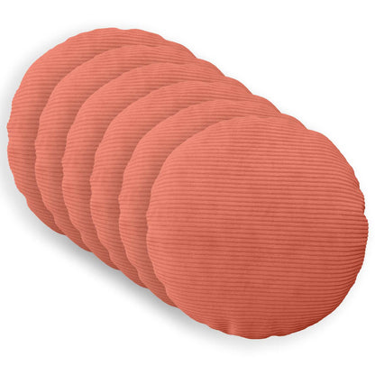 Cushion Cover 6 pcs HEERLEN Red Orange Ø 60 cm Corduroy