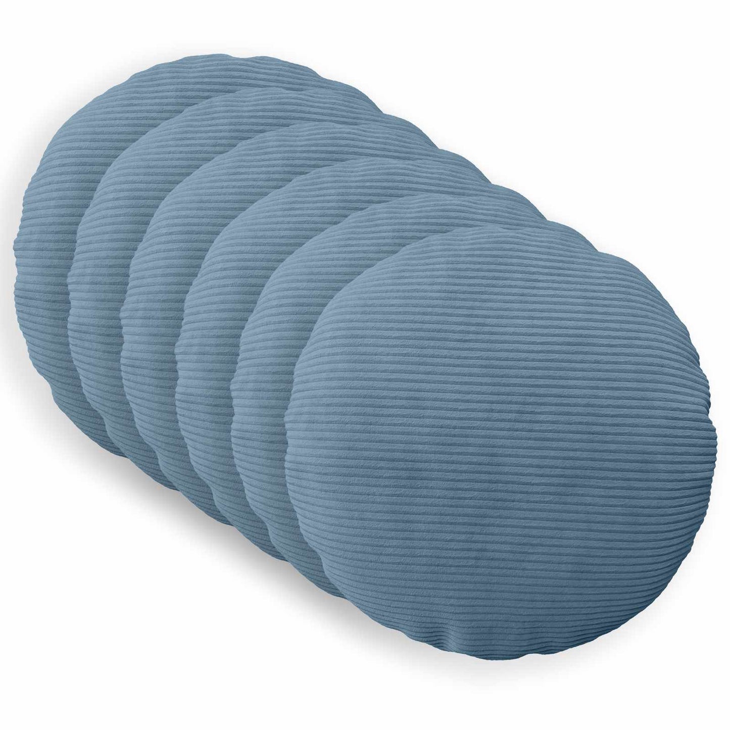 Cushion Cover 6 pcs HEERLEN Blue Ø 60 cm Corduroy