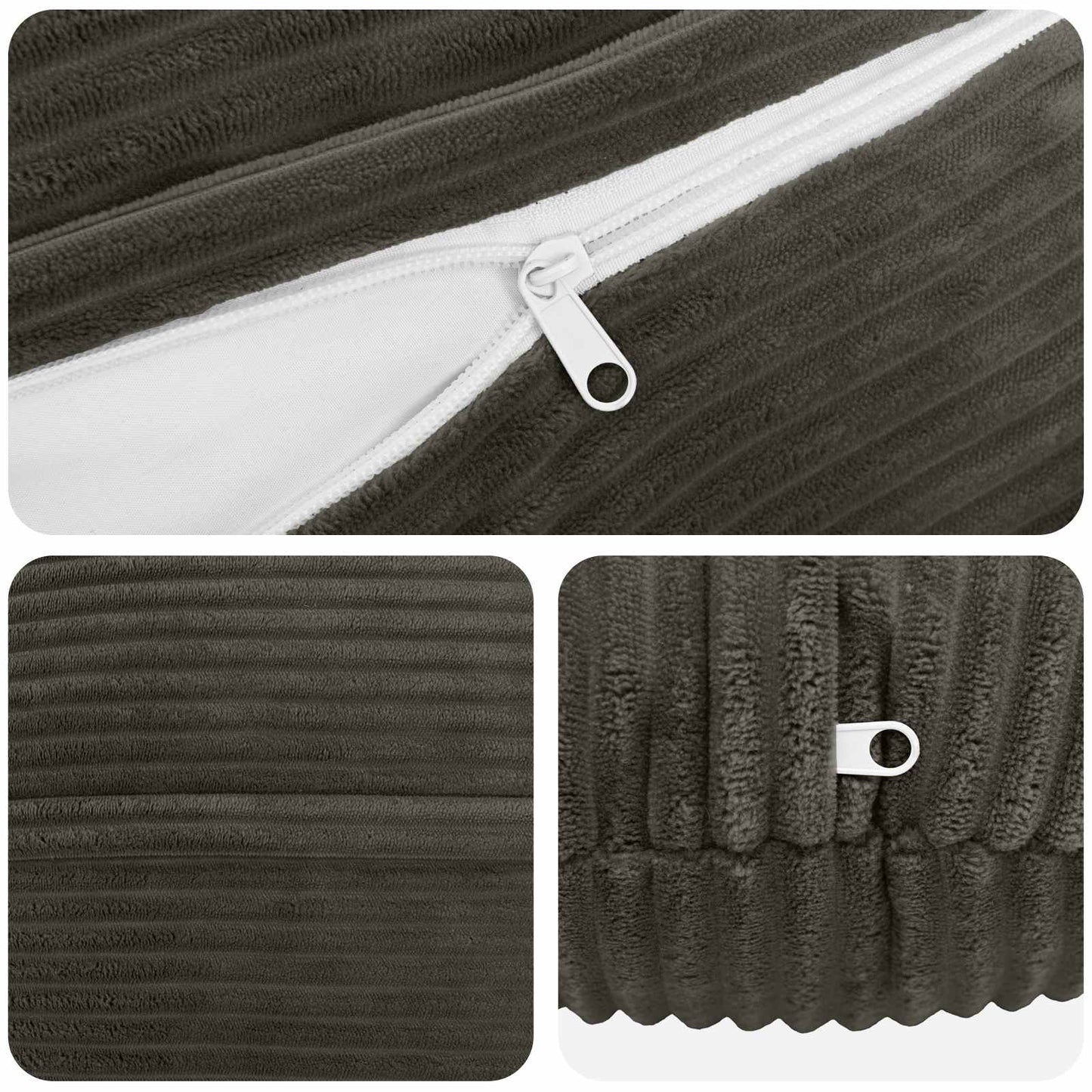 Cushion Cover 6 pcs HEERLEN Anthracite Ø 60 cm Corduroy