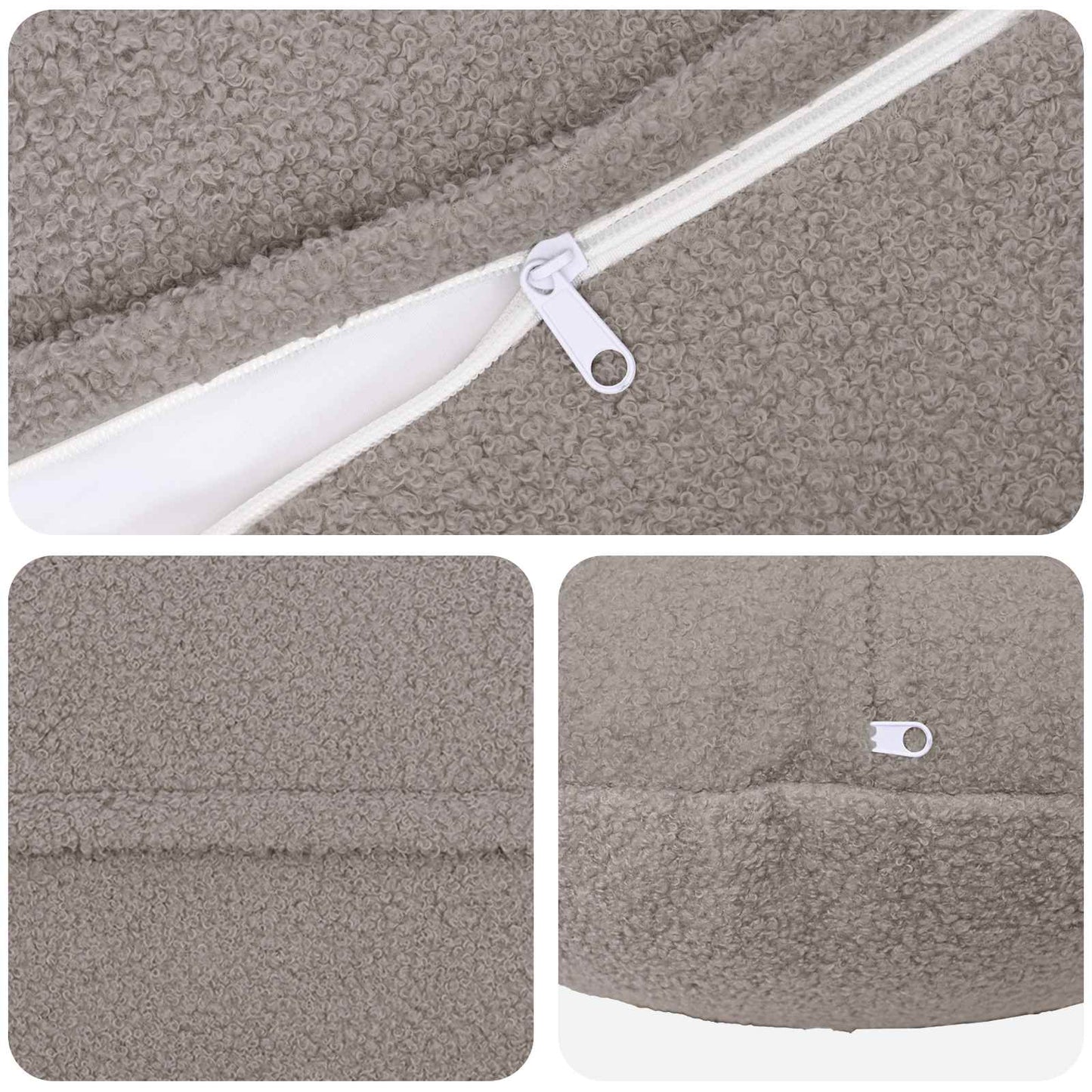 Cushion Cover 6 pcs HEERLEN Light Grey Ø 60 cm Bouclé