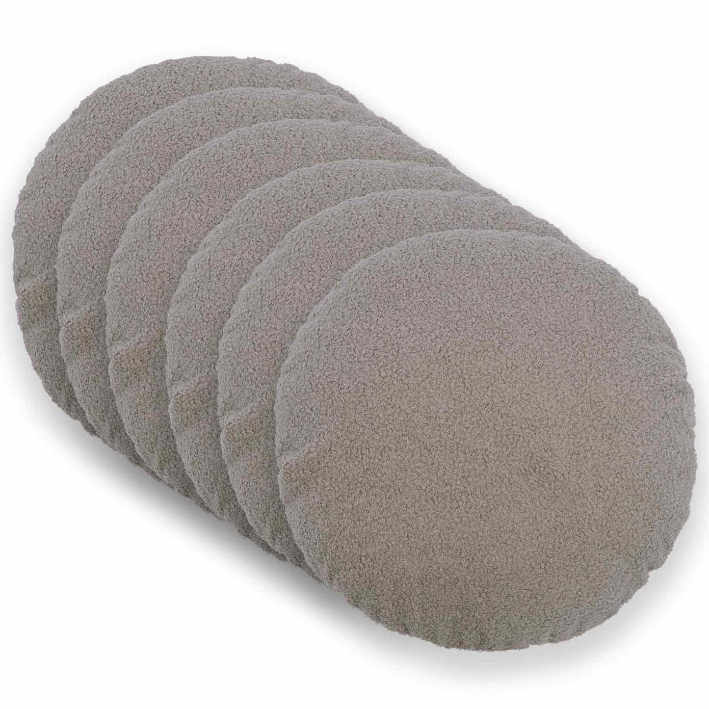Cushion Cover 6 pcs HEERLEN Light Grey Ø 60 cm Bouclé