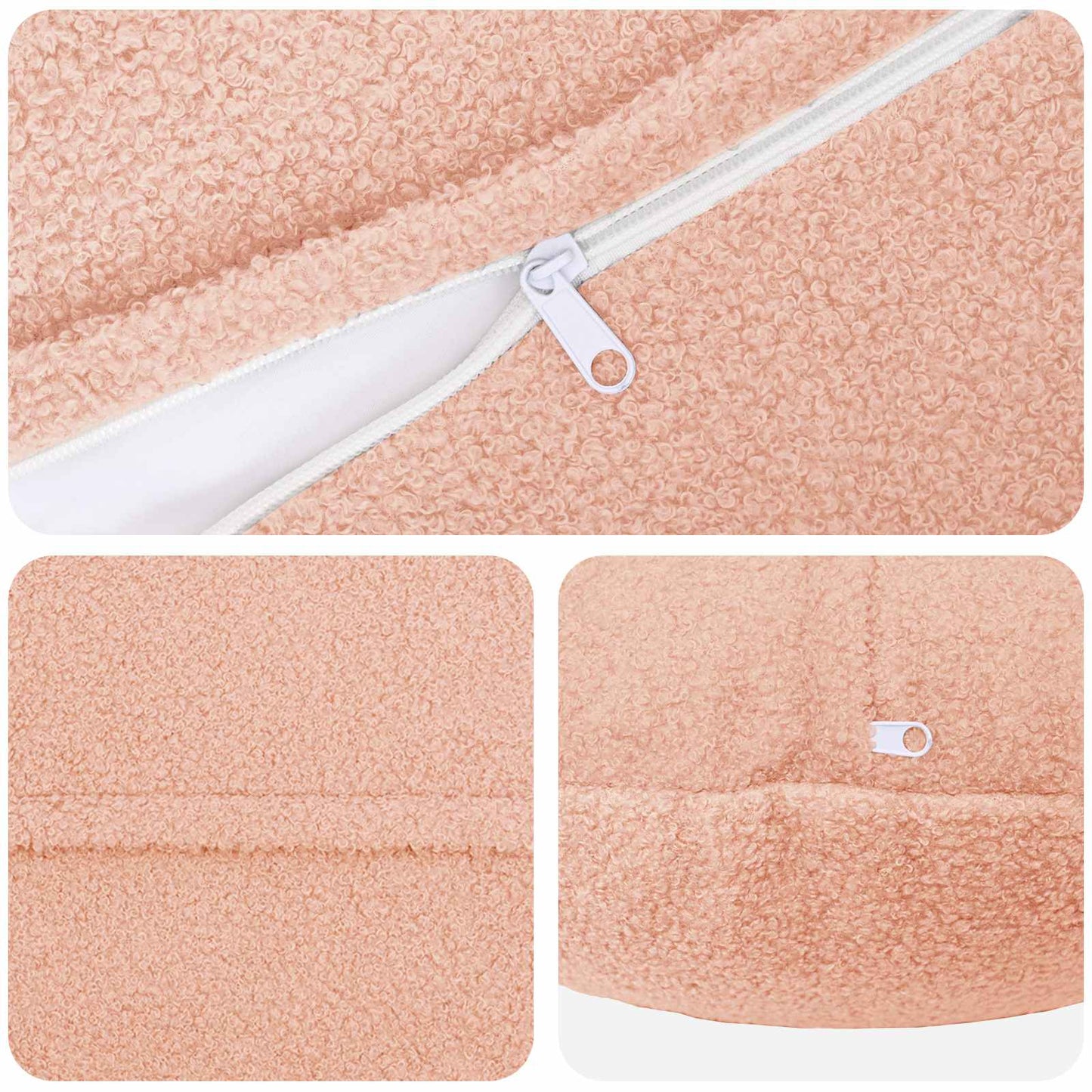 Cushion Cover 6 pcs HEERLEN Pink Ø 60 cm Bouclé