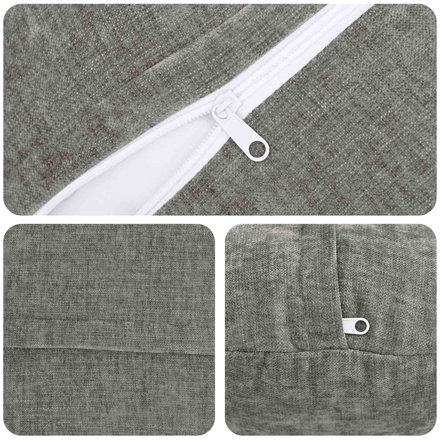 Cushion Cover 6 pcs HEERLEN Dark Grey Ø 60 cm Chenille Fabric