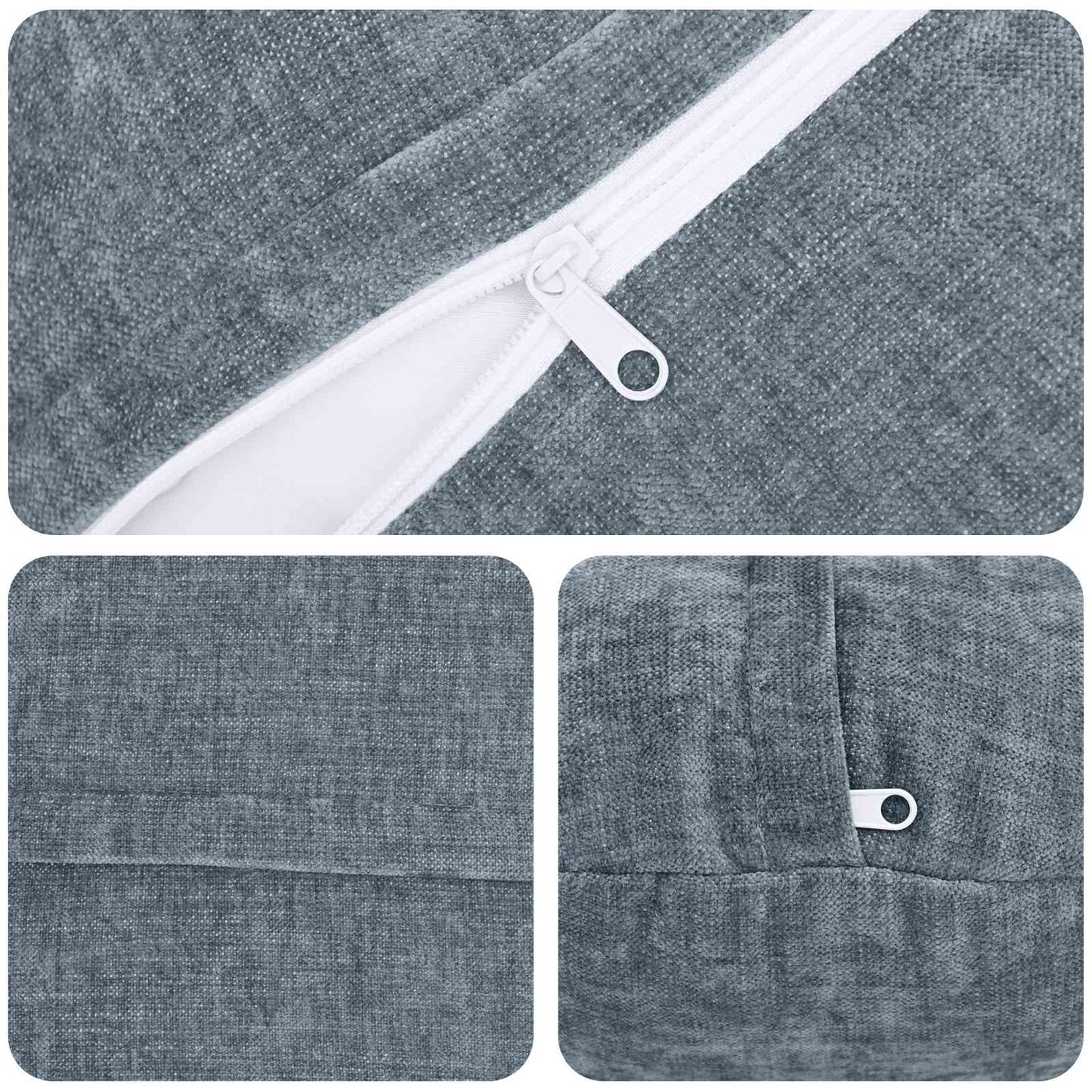 Cushion Cover 6 pcs HEERLEN Light Blue Ø 60 cm Chenille Fabric