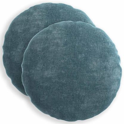 Cushion Cover 2 pcs HEERLEN Blue Ø 60 cm Chenille Fabric