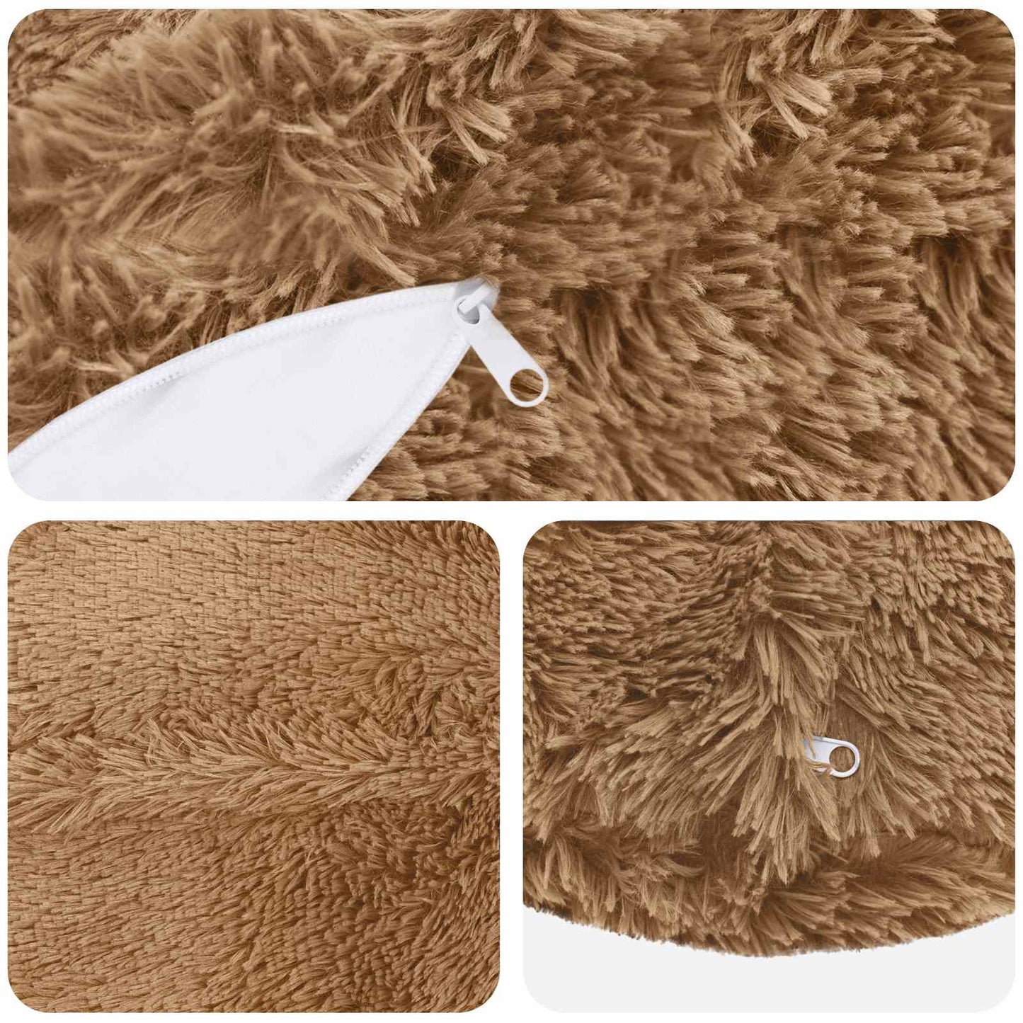 Cushion Cover 2 pcs HEERLEN Taupe Ø 60 cm PV Fleece