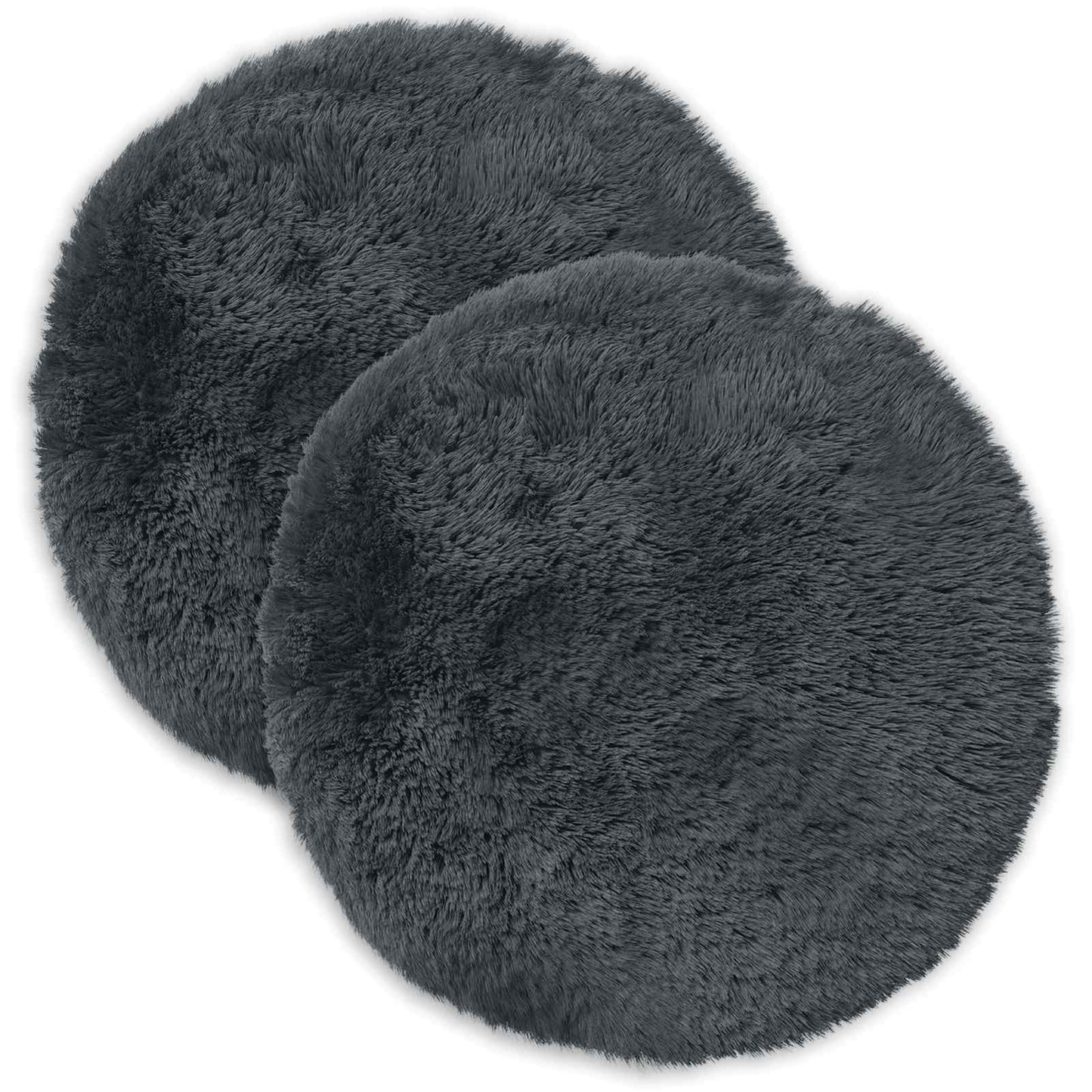 Cushion Cover 2 pcs HEERLEN Anthracite Ø 60 cm PV Fleece