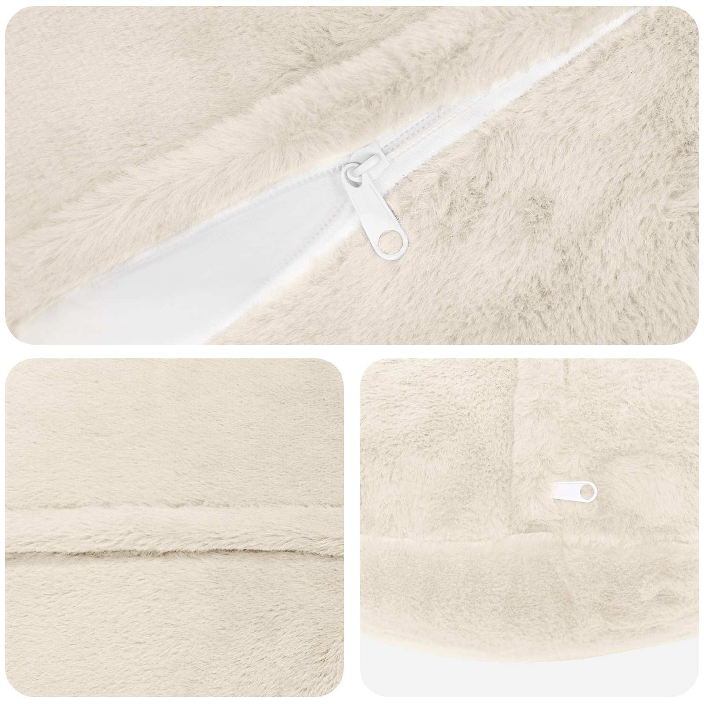 Cushion Cover 6 pcs HEERLEN White Ø 60 cm Faux Rabbit Fur