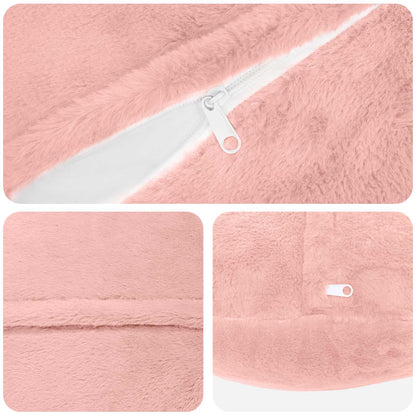 Cushion Cover 2 pcs HEERLEN Pink Ø 60 cm Faux Rabbit Fur