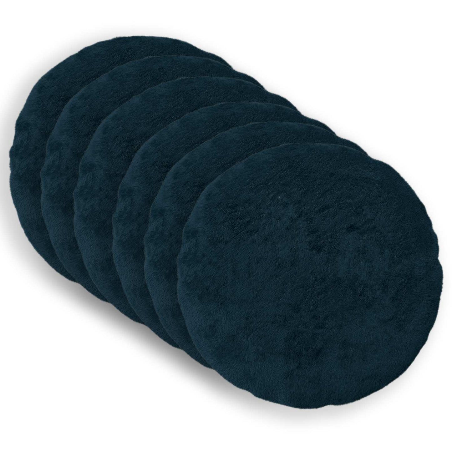 Cushion Cover 6 pcs HEERLEN Navy Blue Ø 60 cm Faux Rabbit Fur