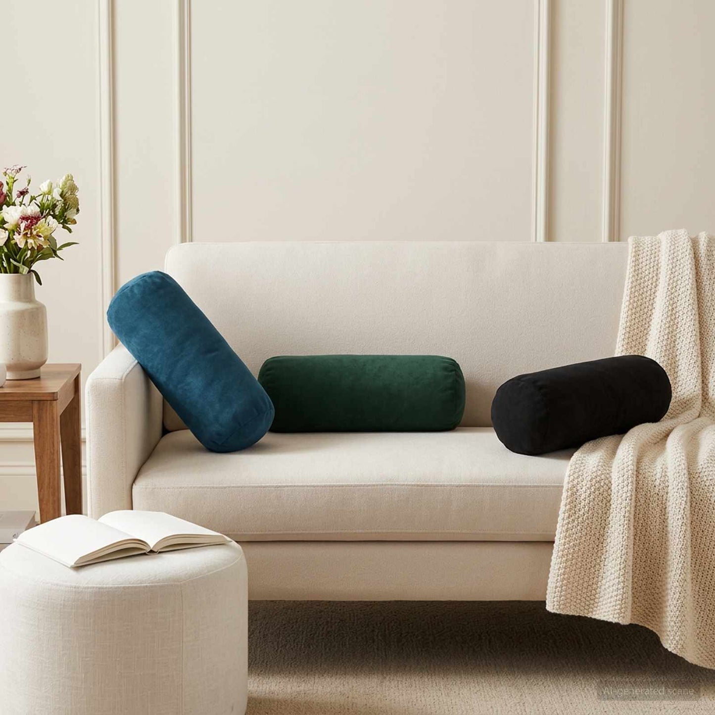 Cushion with Pillow HEERLEN 6 pcs Dark Green Velvet