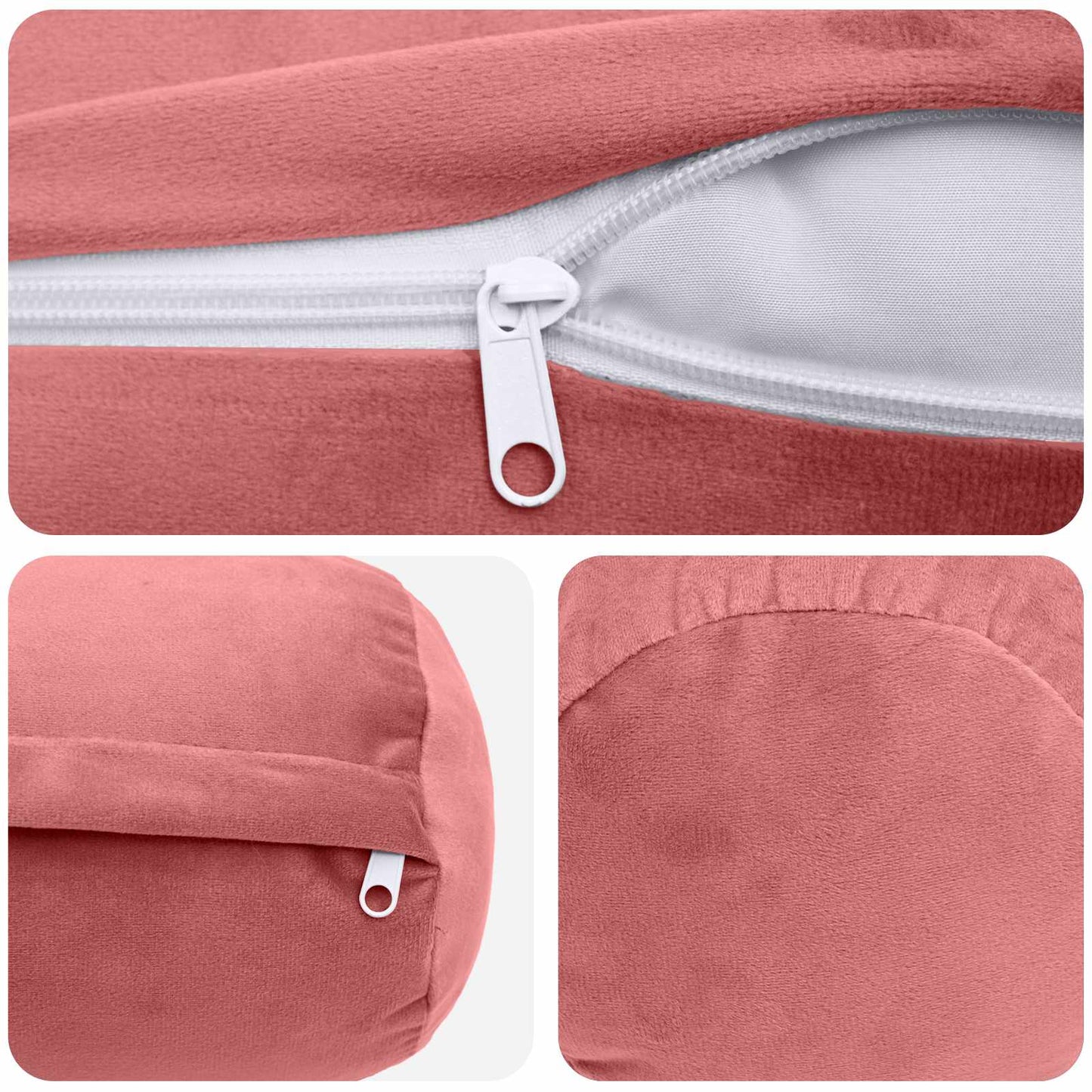 Cushion Cover 2 pcs HEERLEN Pink Ø 15 x 40 cm Velvet