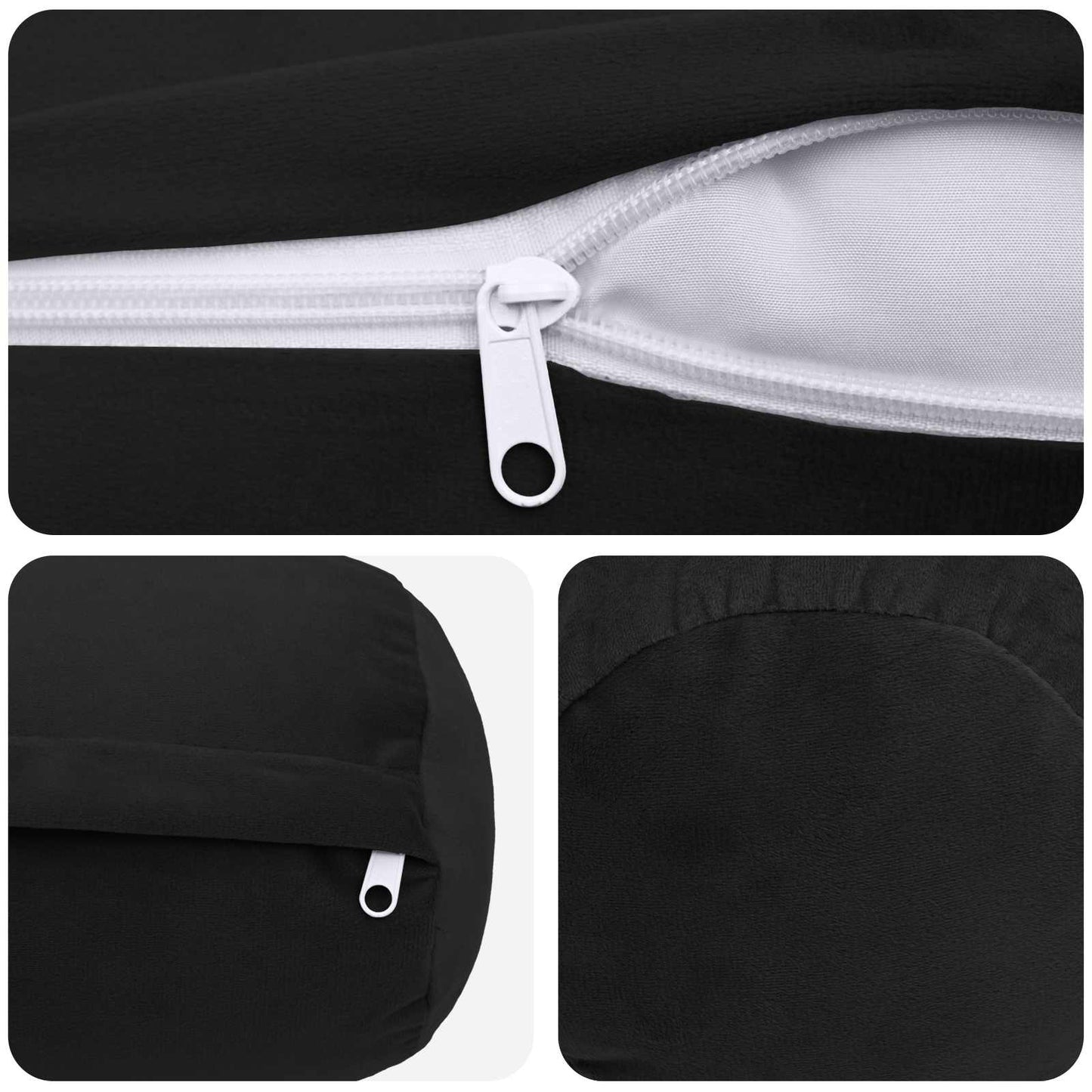 Cushion Cover 2 pcs HEERLEN Black Ø 15 x 40 cm Velvet