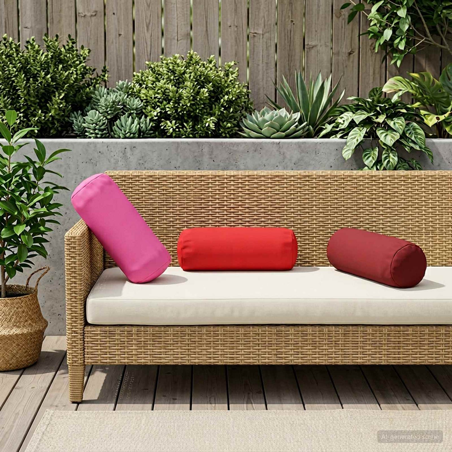 Cushion Cover 2 pcs HEERLEN Red Ø 15 x 40 cm Polyester