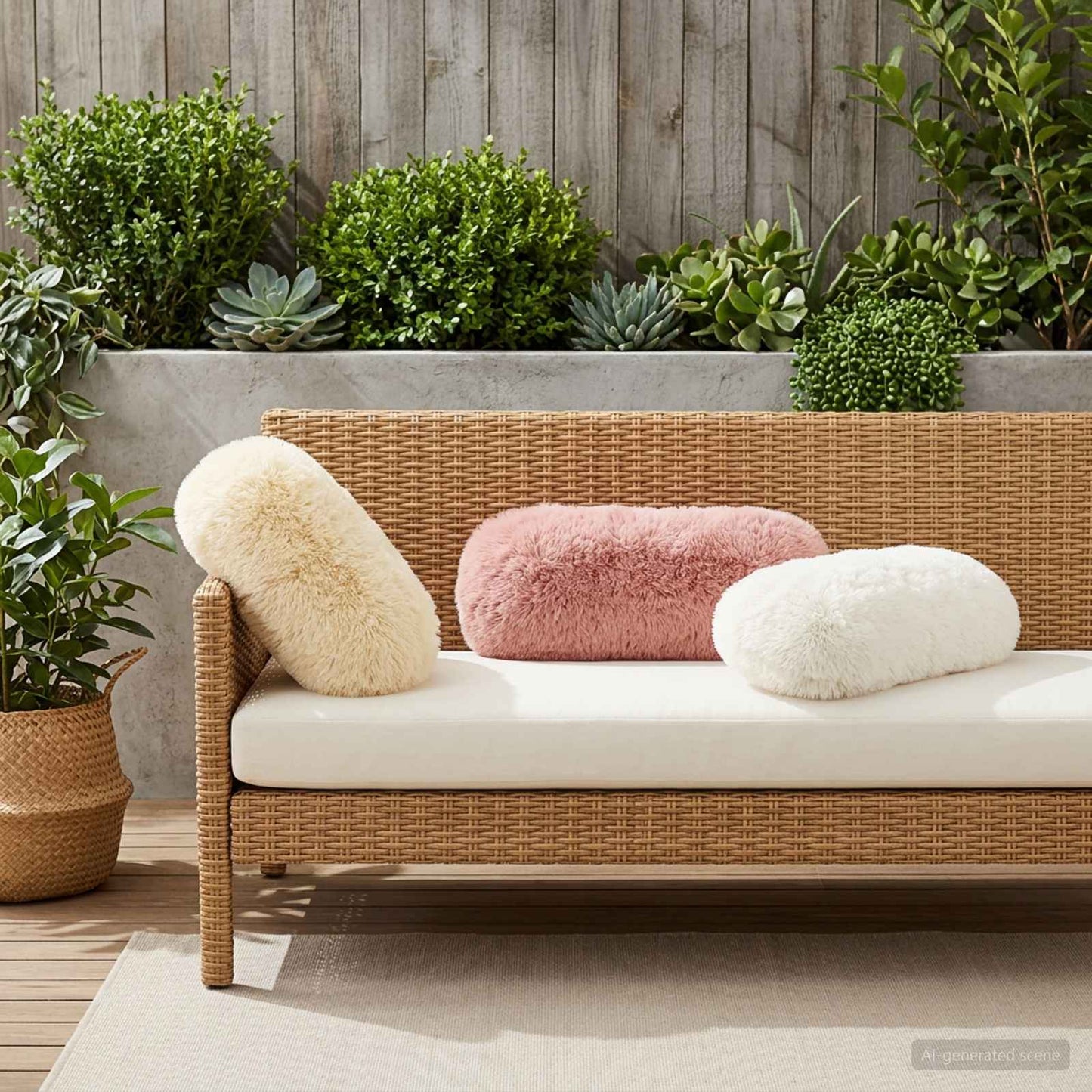 Cushion Cover 2 pcs HEERLEN White Ø 15 x 40 cm PV Fleece