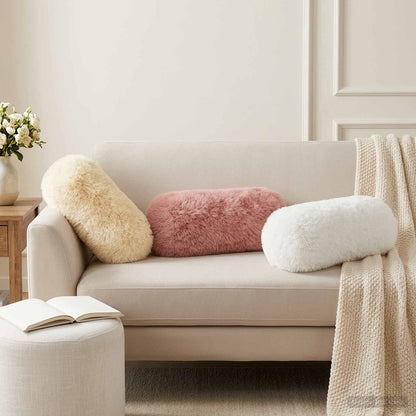 Cushion Cover 6 pcs HEERLEN White Ø 15 x 40 cm PV Fleece
