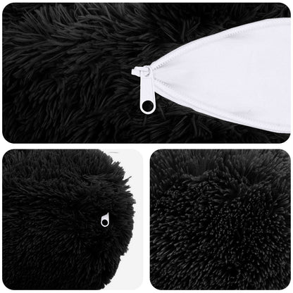 Cushion Cover 2 pcs HEERLEN Black Ø 15 x 40 cm PV Fleece