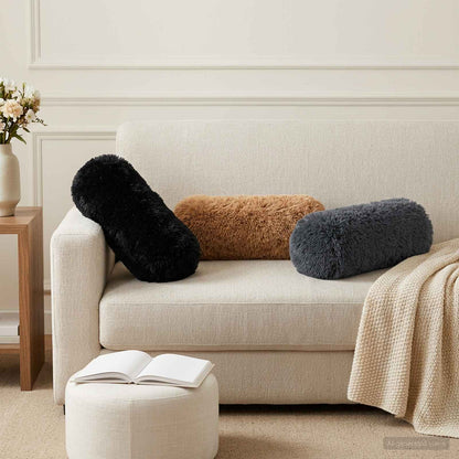 Cushion Cover 6 pcs HEERLEN Black Ø 15 x 40 cm PV Fleece