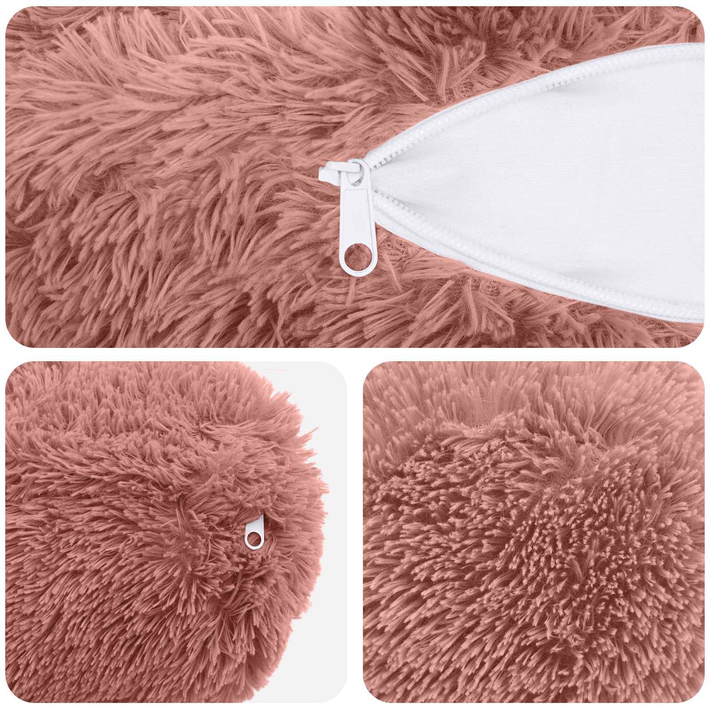 Cushion Cover 2 pcs HEERLEN Pink Ø 15 x 40 cm PV Fleece