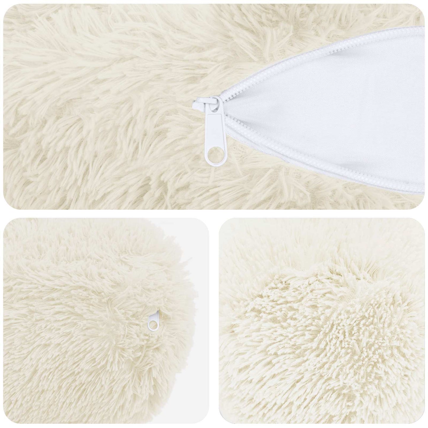 Cushion Cover 6 pcs HEERLEN White Ø 15 x 40 cm PV Fleece