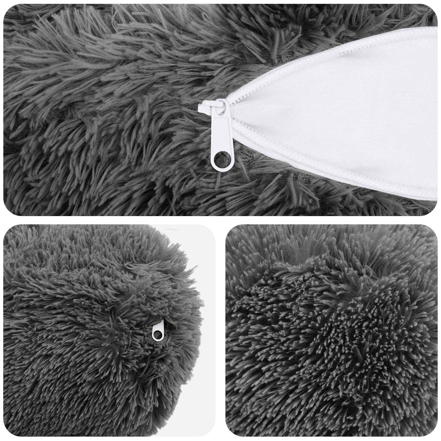 Cushion Cover 6 pcs HEERLEN Light Grey Ø 15 x 40 cm PV Fleece