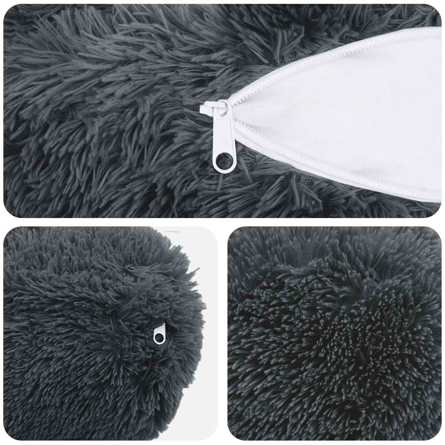 Cushion Cover 6 pcs HEERLEN Anthracite Ø 15 x 40 cm PV Fleece