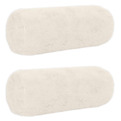 Cushion Cover 2 pcs HEERLEN White Ø 15 x 40 cm Faux Rabbit Fur