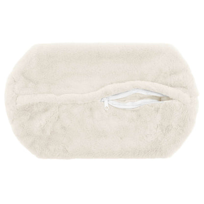 Cushion Cover 2 pcs HEERLEN White Ø 15 x 40 cm Faux Rabbit Fur