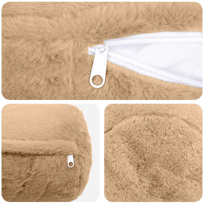 Cushion Cover 2 pcs HEERLEN Cream Ø 15 x 40 cm Faux Rabbit Fur