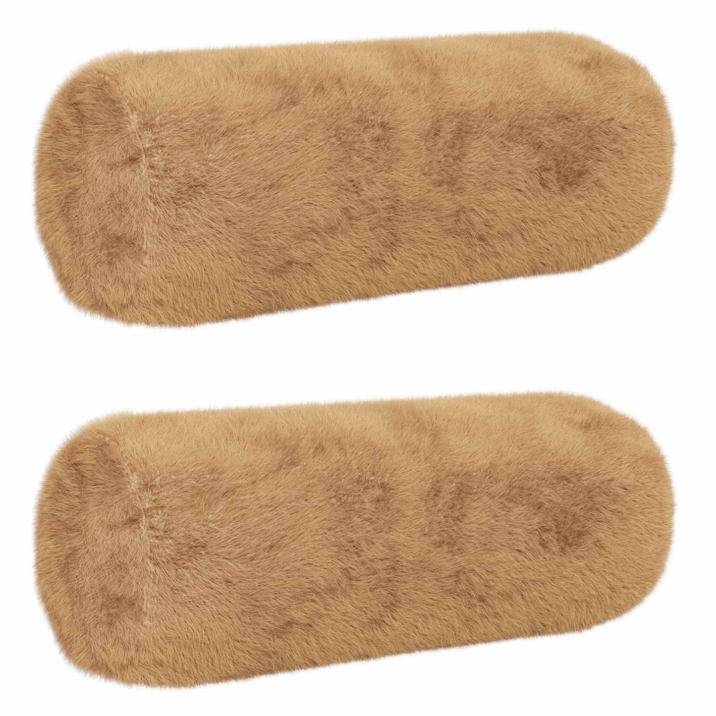 Cushion Cover 2 pcs HEERLEN Taupe Ø 15 x 40 cm Faux Rabbit Fur