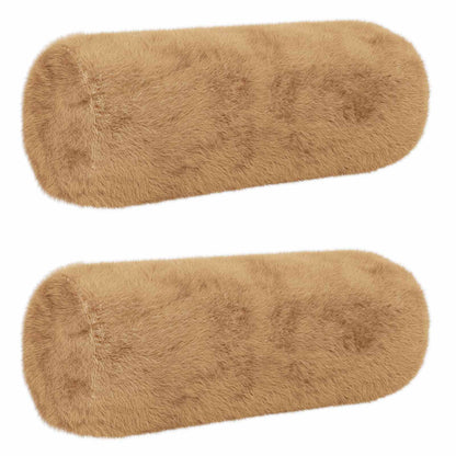 Cushion Cover 2 pcs HEERLEN Taupe Ø 15 x 40 cm Faux Rabbit Fur