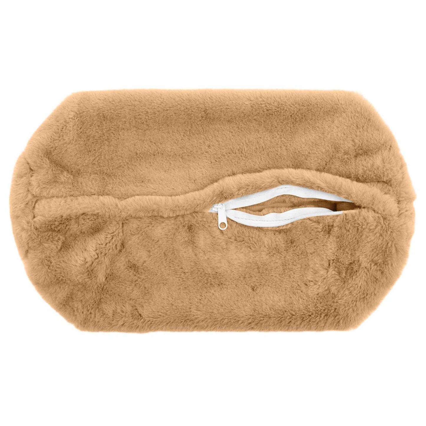 Cushion Cover 2 pcs HEERLEN Taupe Ø 15 x 40 cm Faux Rabbit Fur